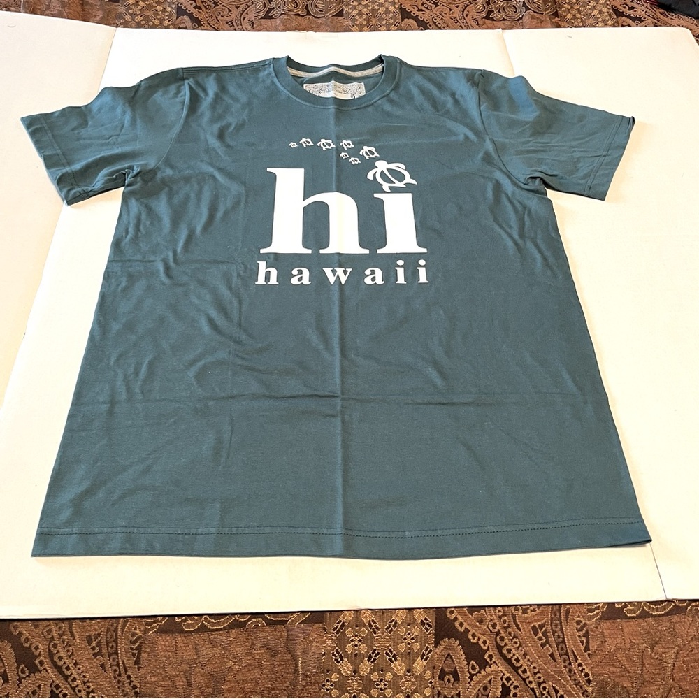 HI Hawaii Mens Size Large Green Sea Turtles Graphic Short Sleeve Shirt‎ Hawaiian